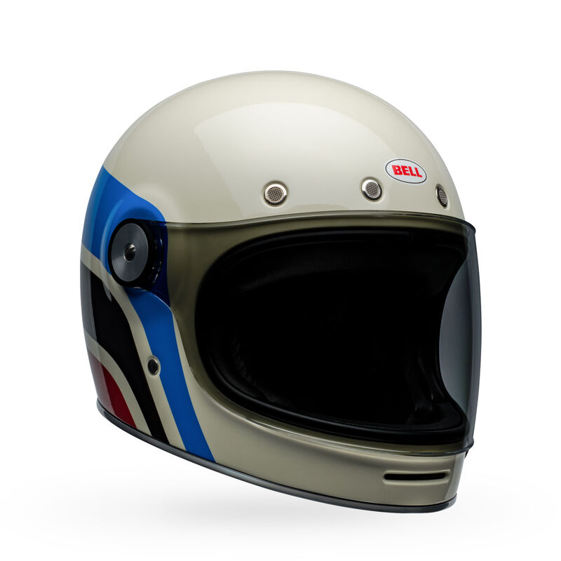 Casque Moto Intégral Bell BULLITT COMMAND VINTAGE Blanc Rouge Bleu