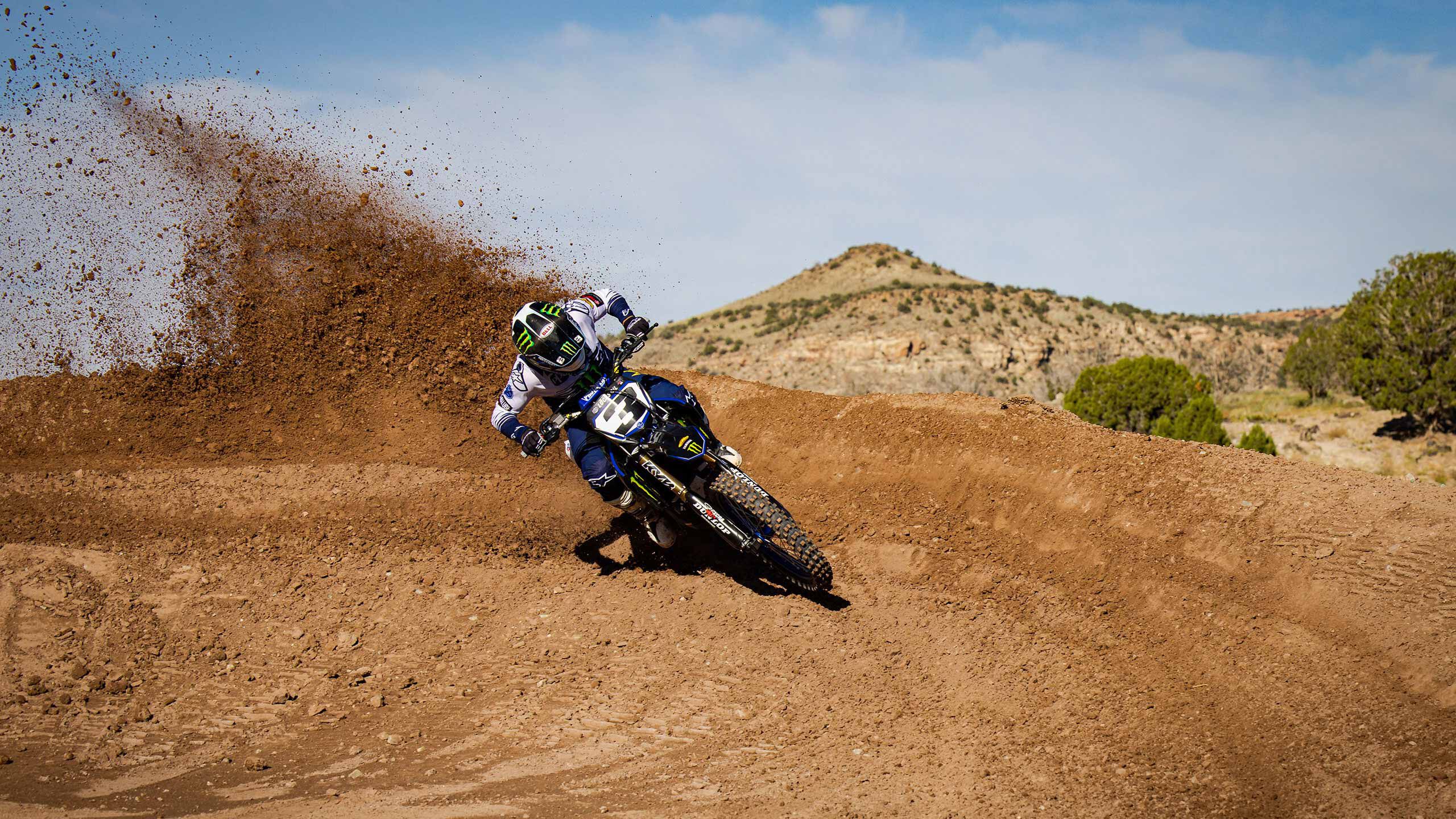 Eli Tomac racing on a dirt track Eli Tomac racing on a dirt track