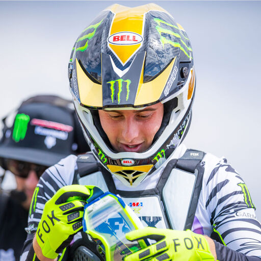 Levi Kitchen putting on goggles