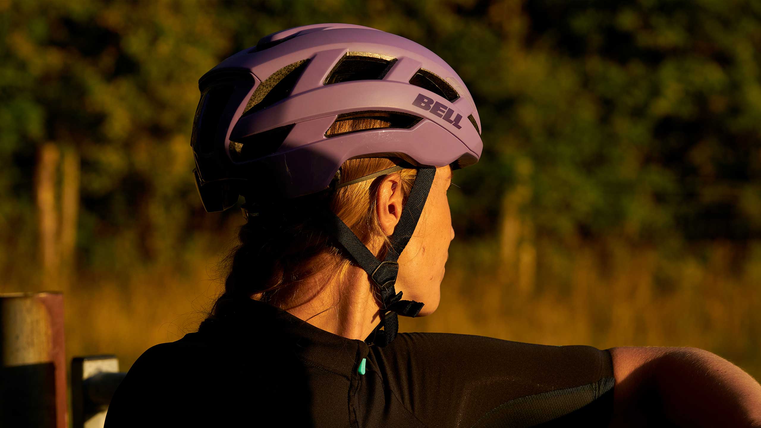 Falcon XR Helmet on a rider looking out to a sunset
