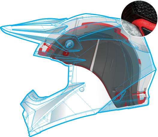 Moto-9 helmet technical drawing