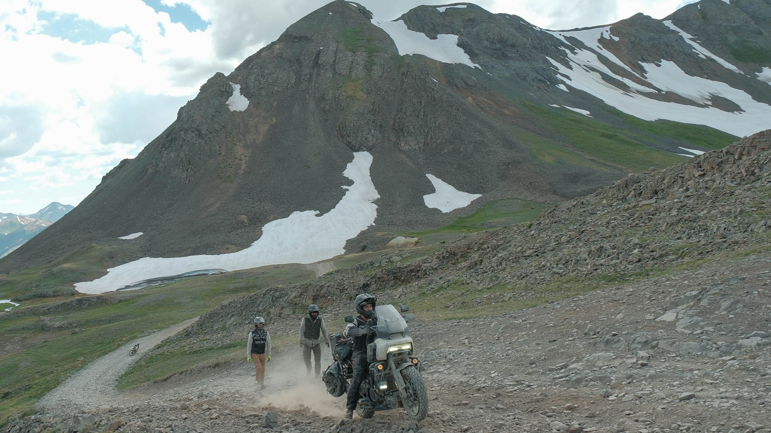 Jake Hindes riding Pan America up mountain